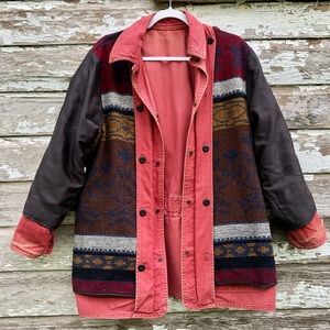 1970s Woolrich Reversible Jacket Leather Wool Vintage